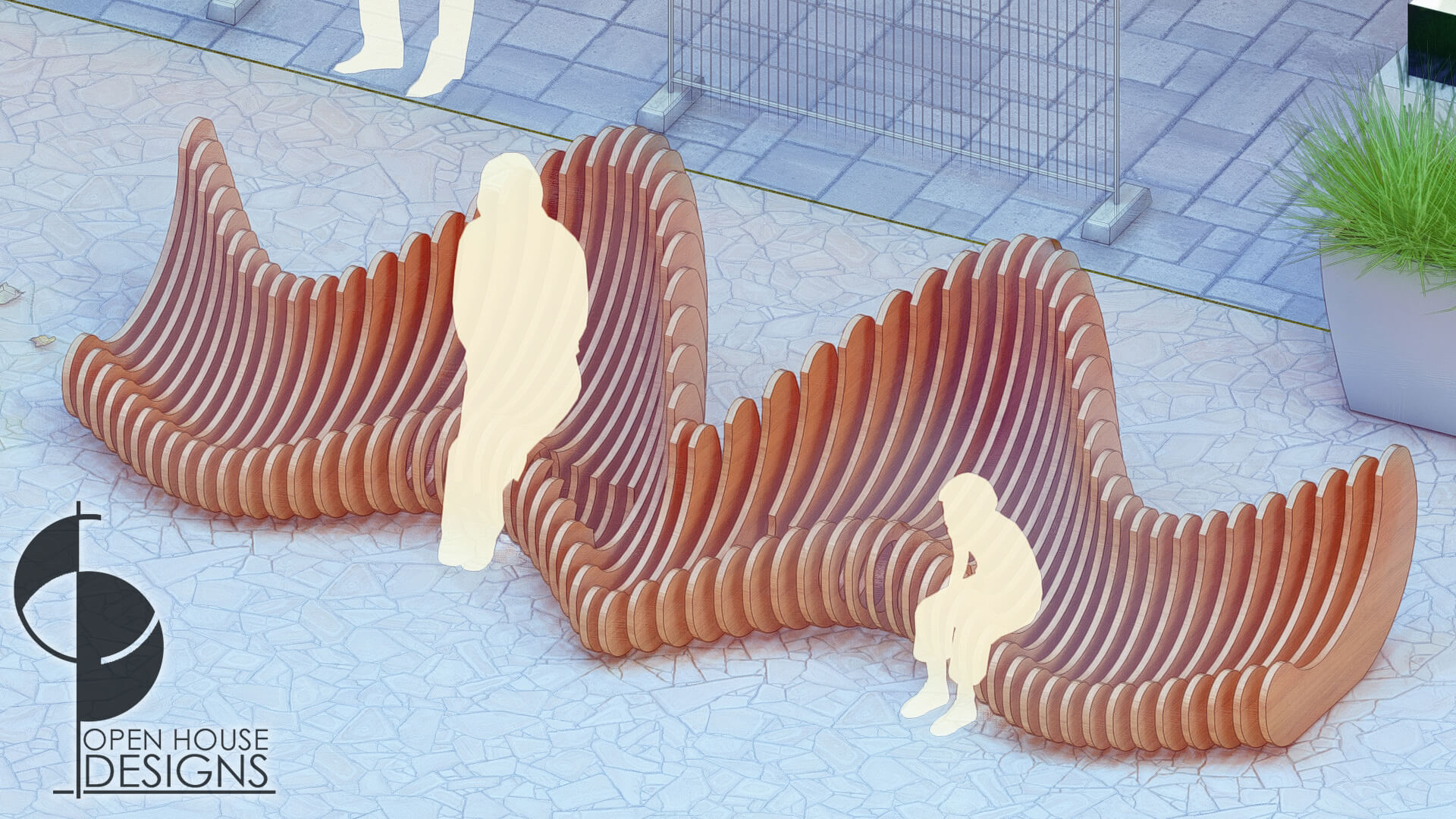 Parametric Bench that stands out in the city complex - OpenHouseDesigns